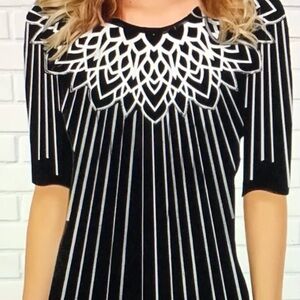 Elegant Black and White Women's Top